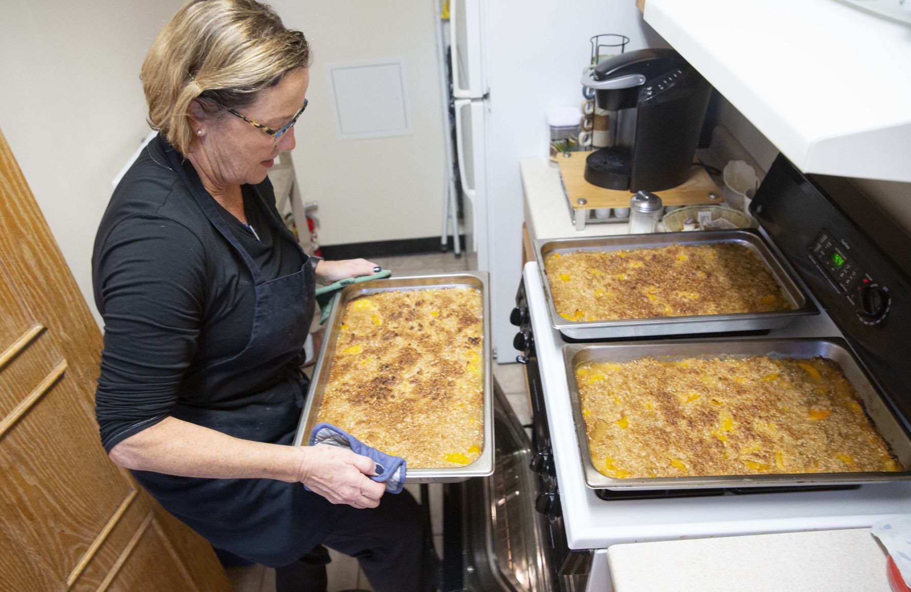 Cooking dinner with staples from food pantry shelves